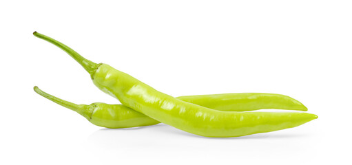 Green chili pepper isolated on white