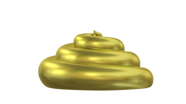 3d. Gold poop isolated on white background.