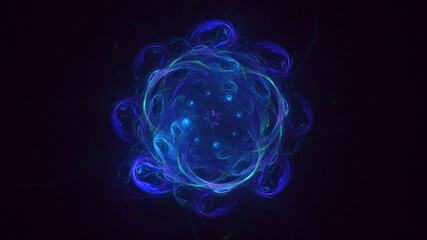 Obraz premium 3D rendering abstract blue fractal light background
