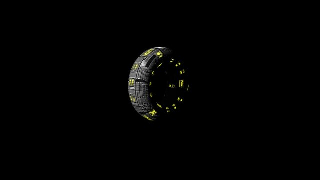ring 3d rendered rotates space station texture