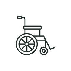 Fototapeta na wymiar Wheelchair line icon. Simple outline style. Chair, wheel, pictogram, disabled, handicap, web, injury, medical concept. Vector illustration isolated on white background. Thin stroke EPS 10.