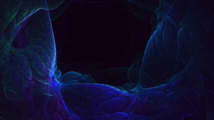 3D rendering abstract blue fractal light background
