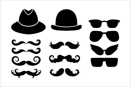 Hipster set icons isolated on white. Stencil vector stock illustration. EPS 10