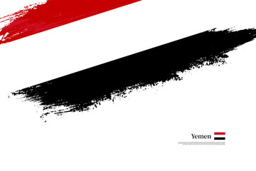 Happy independence day of Yemen with grungy stylish brush flag background