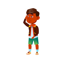 silly student boy wondering about school grade cartoon vector. silly student boy wondering about school grade character. isolated flat cartoon illustration