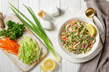 juicy low calorie coleslaw salad, top view