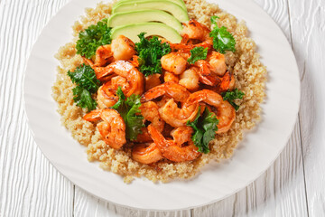 grilled spicy prawns with kale quinoa salad