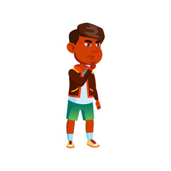 thoughtfully indian boy think game strategy cartoon vector. thoughtfully indian boy think game strategy character. isolated flat cartoon illustration