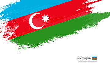Happy independence day of Azerbaijan with grungy stylish brush flag background