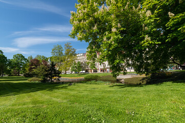Great Czech spa town Marianske Lazne (Marienbad) - Springtime in the spa park - sunny day