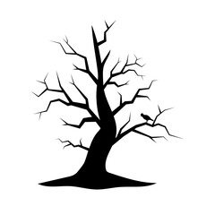 Obraz premium halloween tree scary haunted tree sad colorful tree vector illustration on halloween.