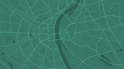 Green Cologne City area vector background map, streets and water cartography illustration.