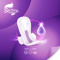 Sanitary Napkin Vector on Background Template for Product.