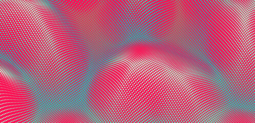 Fototapeta premium Background with convex forms. Grid surface. Vibrant trendy texture, with blending colors. 3d network design with particles. Can be used for advertising, marketing or presentation.