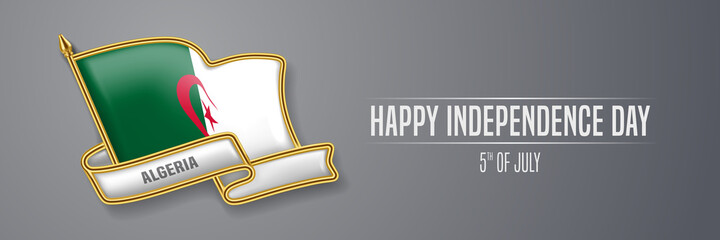 Algeria happy independence day greeting card, banner vector illustration