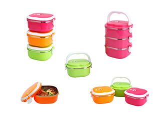 A lunch box (alt. spelling lunchbox) refers to a hand-held container used to transport food, usually to work or to school. It is commonly made of metal or plastic.