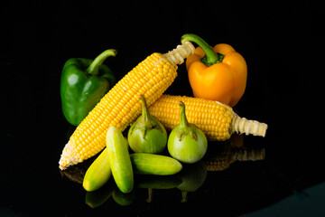 Fototapeta na wymiar Close up Vegetable on black