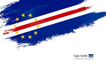 Happy independence day of Cape Verde with grungy stylish brush flag background
