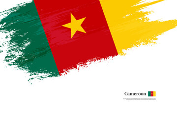 Happy national day of Cameroon with grungy stylish brush flag background