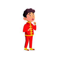 chinese little boy singing on scene cartoon vector. chinese little boy singing on scene character. isolated flat cartoon illustration