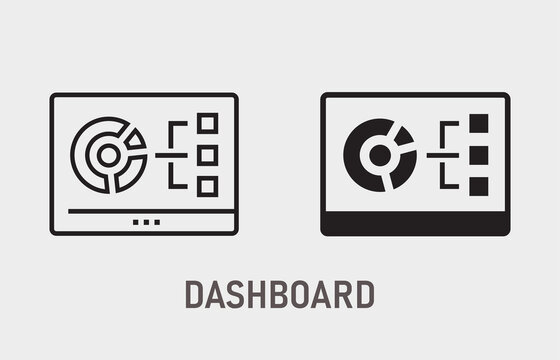 Dashboarding visualization icon on white background. Vector illustration.