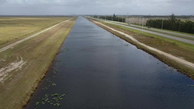 Aerial view of L-30 canal in the Florida Everglades,  L-30 Canal, WCA, Florida
