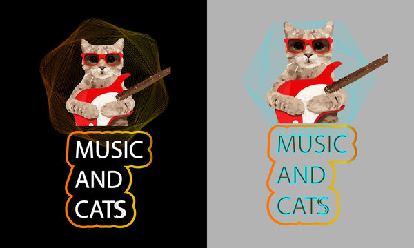 Music and cats t-shirt design