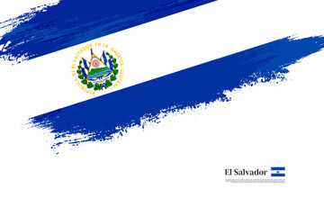 Happy independence day of El Salvador with grungy stylish brush flag background