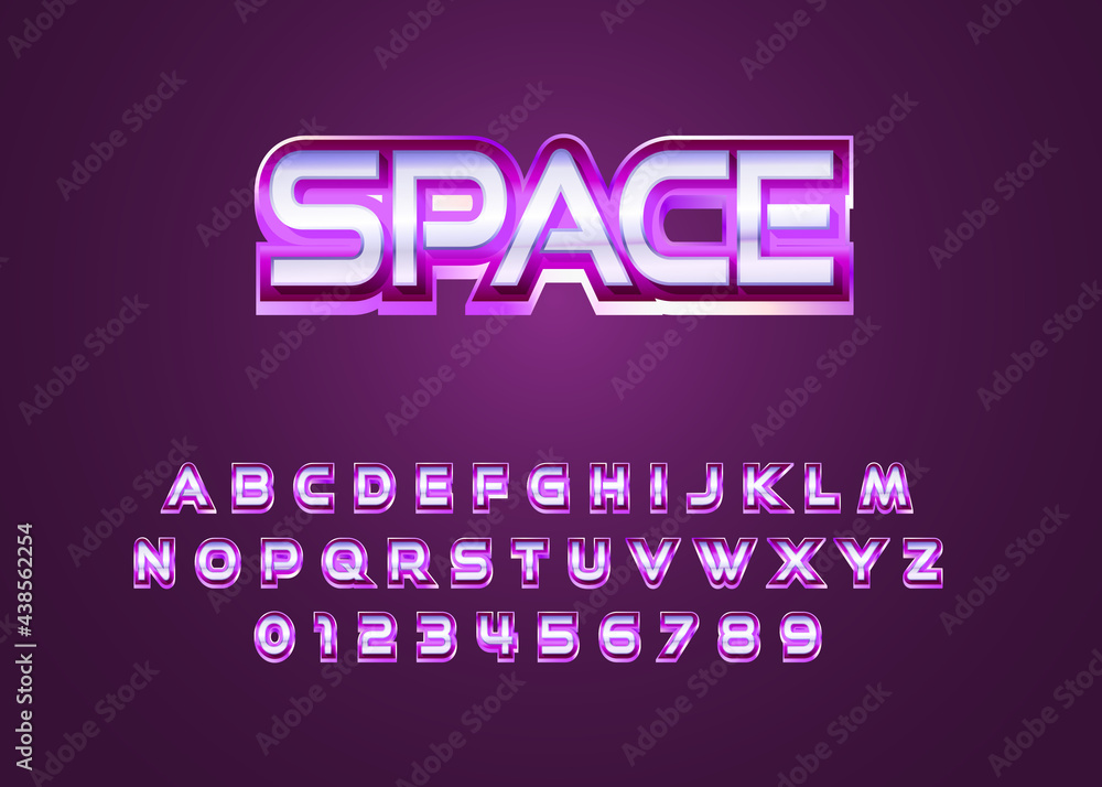 Poster abstract technology space font and alphabet. techno effect fonts designs. set of vector alphabet and