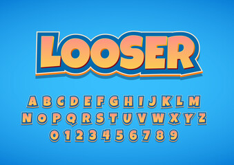 3d cartoon look text effect. set of vector alphabet and number with fancy modern look style.
