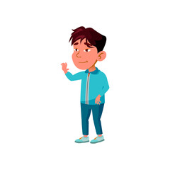 funny boy kid welcoming newborn brother cartoon vector. funny boy kid welcoming newborn brother character. isolated flat cartoon illustration