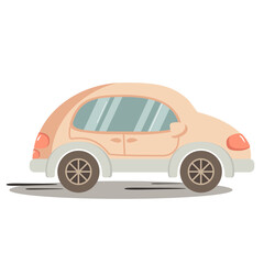 A little car is driving down the road. Fast Delivery, Cab, Taxi.