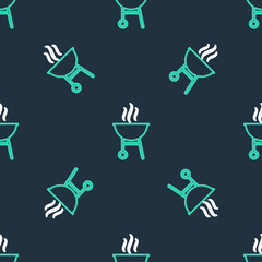 Line Barbecue grill icon isolated seamless pattern on black background. BBQ grill party. Vector