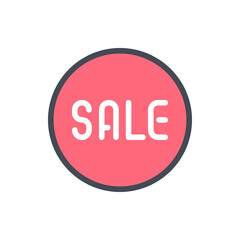 Sale color line icon. Discount circle with text 