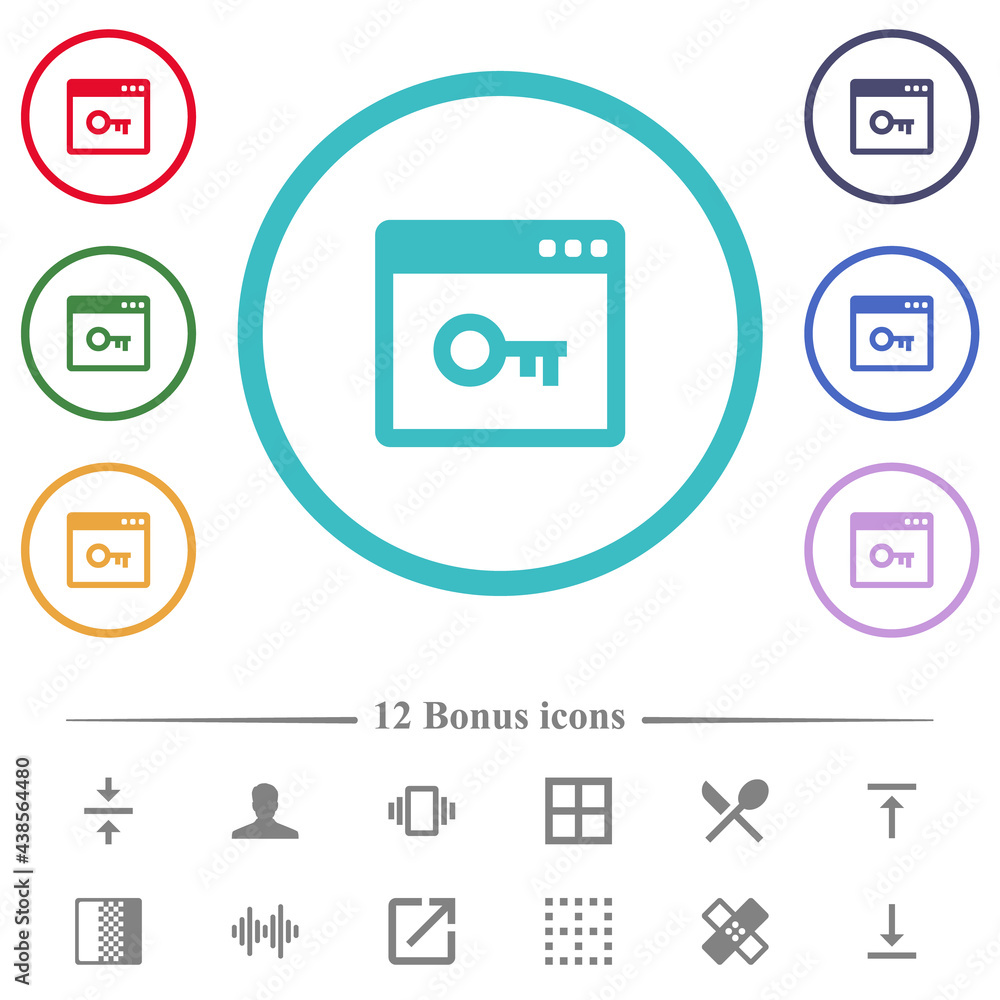Poster lock application flat color icons in circle shape outlines