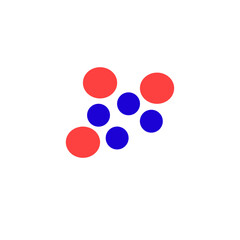Logo with blue and red circles