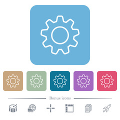 Settings flat icons on color rounded square backgrounds