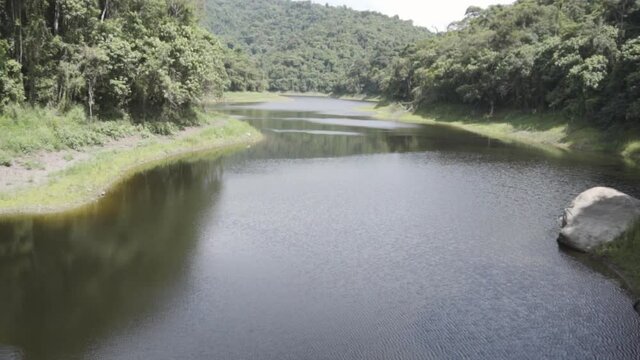 panoramic image of low water dam