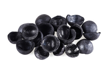 Macadamia charcoal isolated on white background