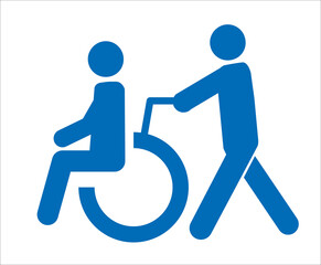 人体　人のピクトグラム　イラストポーズ　車椅子と介護の人のピクトグラム