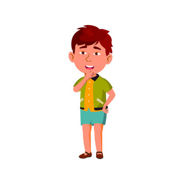 cute little boy thinking funny game strategy cartoon vector. cute little boy thinking funny game strategy character. isolated flat cartoon illustration