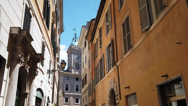 Europe, Italy   - Walking in the amazing street in downtown of Rome watching the sky in  Piazza Dell'orologio and Via dei banchi nuovi