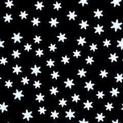 Line Snowflake icon isolated seamless pattern on black background. Vector