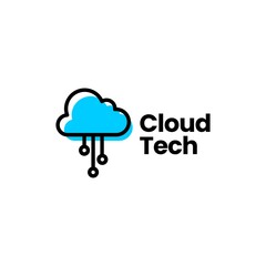 cloud digital technology logo vector icon illustration