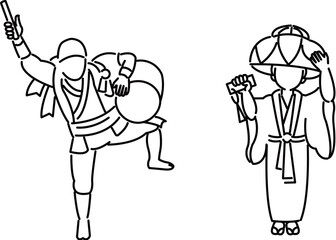 沖縄の人物　男女　エイサー　琉装　アイコン　