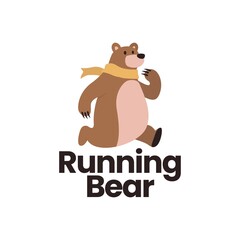running bear flat logo vector icon illustration