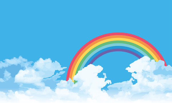 青空と虹の背景イラスト