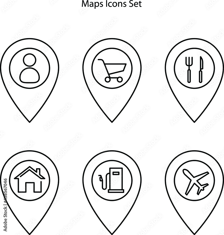 Poster Map pointer icons set isolated on white background. Map pointer icon trendy and modern Map pointer symbol for logo, web, app, UI. Map pointer icon simple sign.