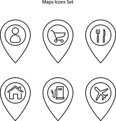 Map pointer icons set isolated on white background. Map pointer icon trendy and modern Map pointer symbol for logo, web, app, UI. Map pointer icon simple sign.