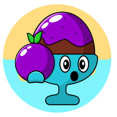 Ice cream cup holding wine cartoon design vector